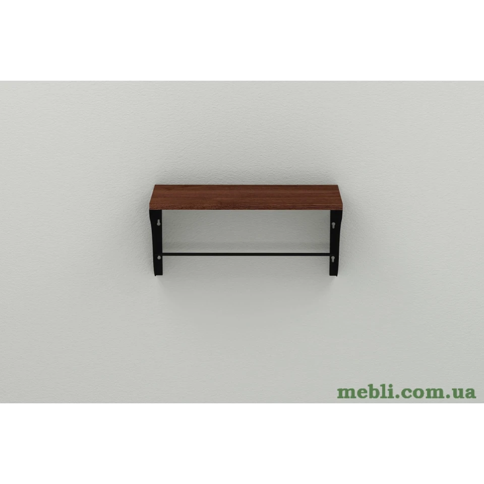 Настінна полиця Ferrum-decor Комфі 260x600x240 метал Чорний ДСП Венге