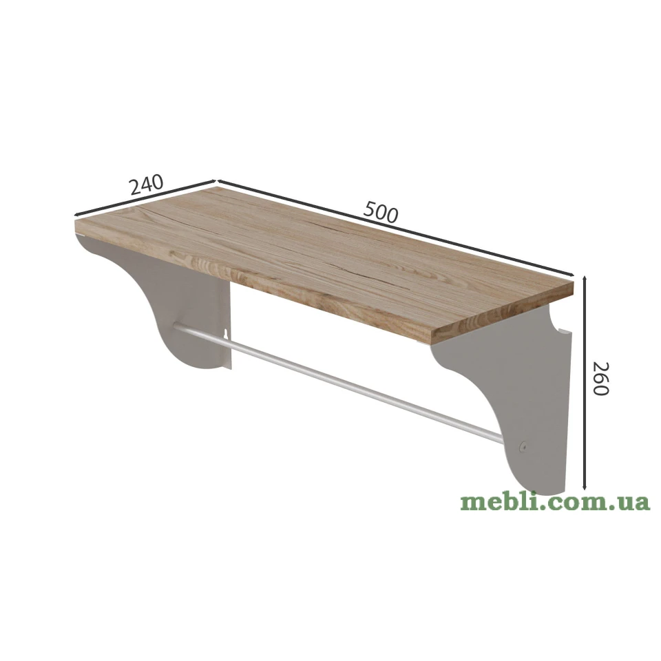 Полиця настінна Ferrum-decor Комфі 260x500x240 метал Білий ДСП Артізан