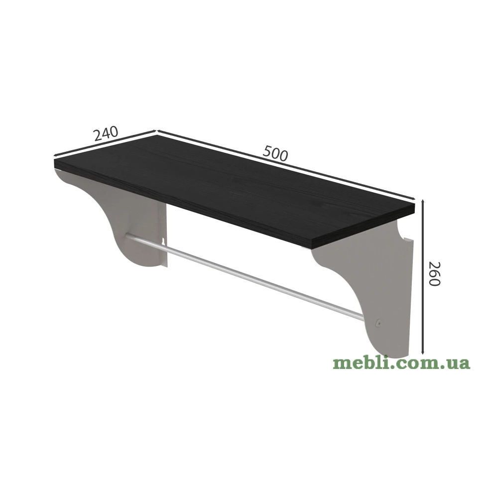 Полиця настінна Ferrum-decor Комфі 260x500x240 метал Білий ДСП Венге