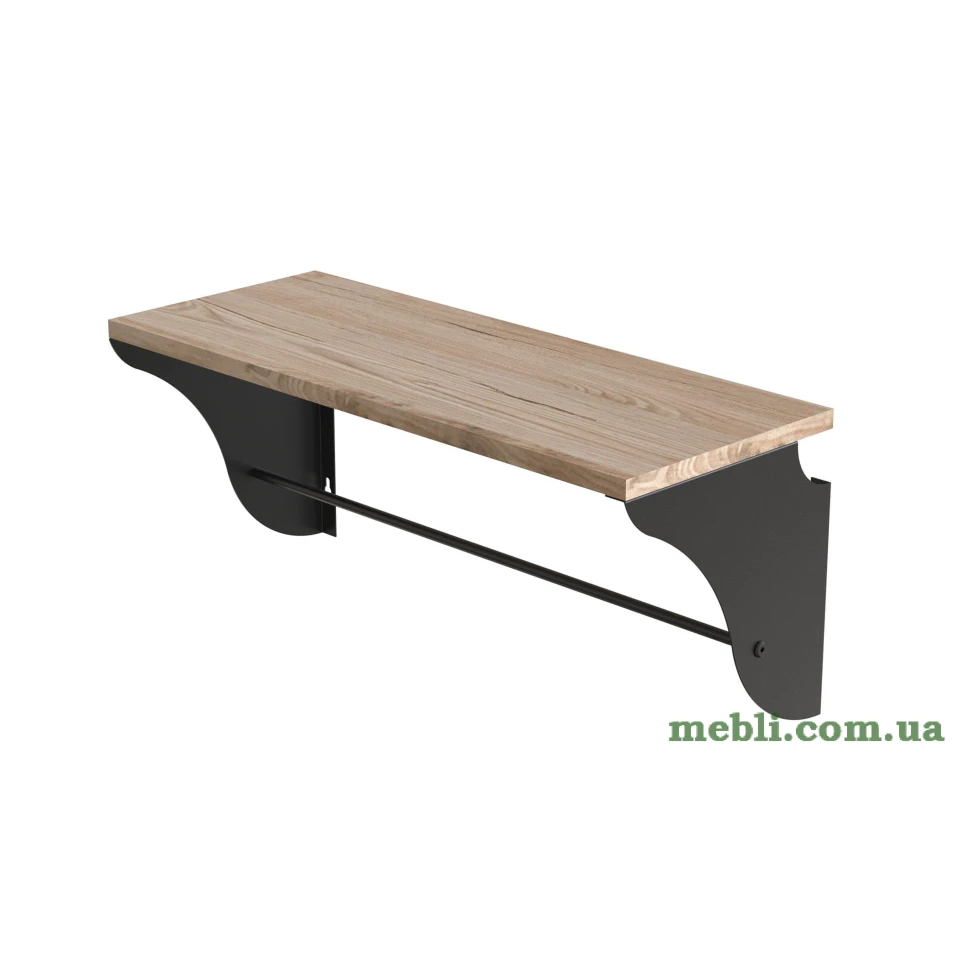 Полиця настінна Ferrum-decor Комфі 260x500x240 метал Чорний ДСП Артізан