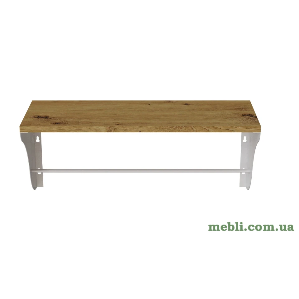 Полиця настінна Ferrum-decor Комфі 260x600x240 метал Білий ДСП Дуб Артізан