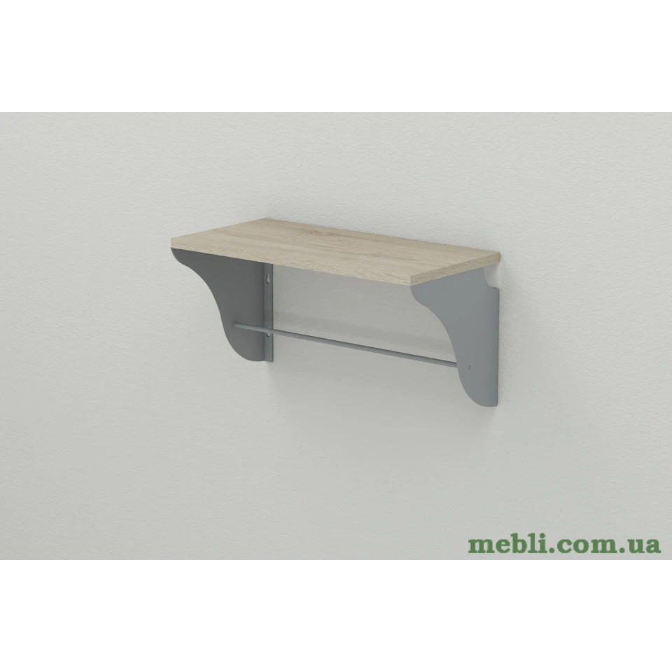 Полиця настінна Ferrum-decor Комфі 260x600x240 метал Сірий ДСП Сонома
