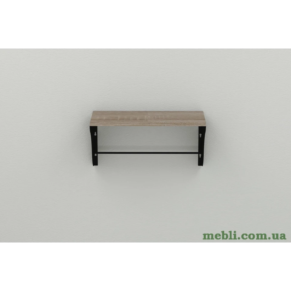 Полиця настінна Ferrum-decor Комфі 260x600x240 метал Чорний ДСП Сонома Трюфель