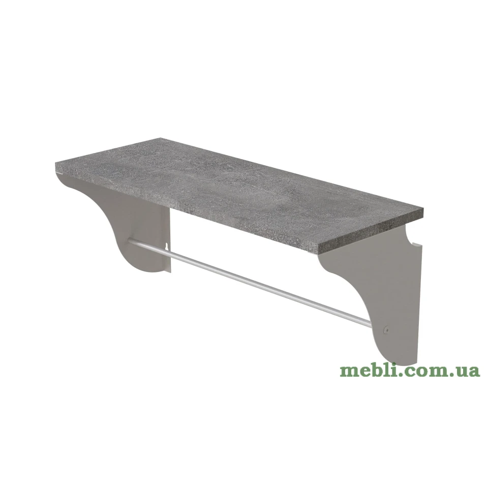 Полиця настінна Ferrum-decor Комфі 260x700x240 метал Білий ДСП Бетон