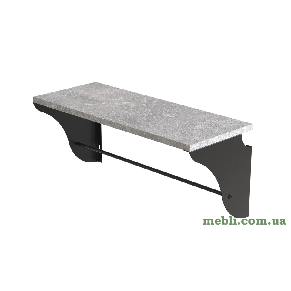 Полиця настінна Ferrum-decor Комфі 260x700x240 метал Чорний ДСП Бетон