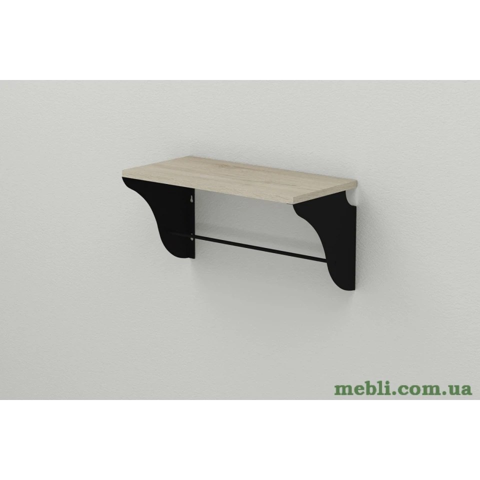 Полиця настінна Ferrum-decor Комфі 260x700x240 метал Чорний ДСП Сонома