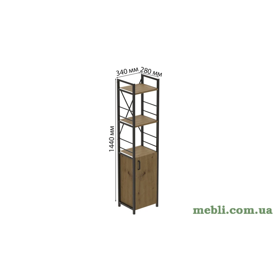 Етажерка 3/34 Ferrum-decor Серії Конект з тумбою 144x34x28 Чорний ДСП Артизан