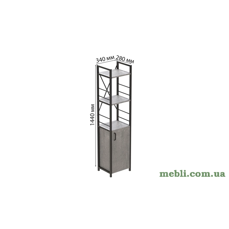 Етажерка 3/34 Ferrum-decor Серії Конект з тумбою 144x34x28 Чорний ДСП Бетон