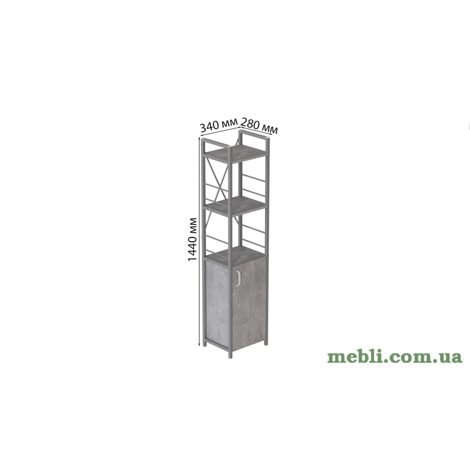 Етажерка 3/34 Ferrum-decor Серії Конект із тумбою 144x34x28 Сірий ДСП Бетон