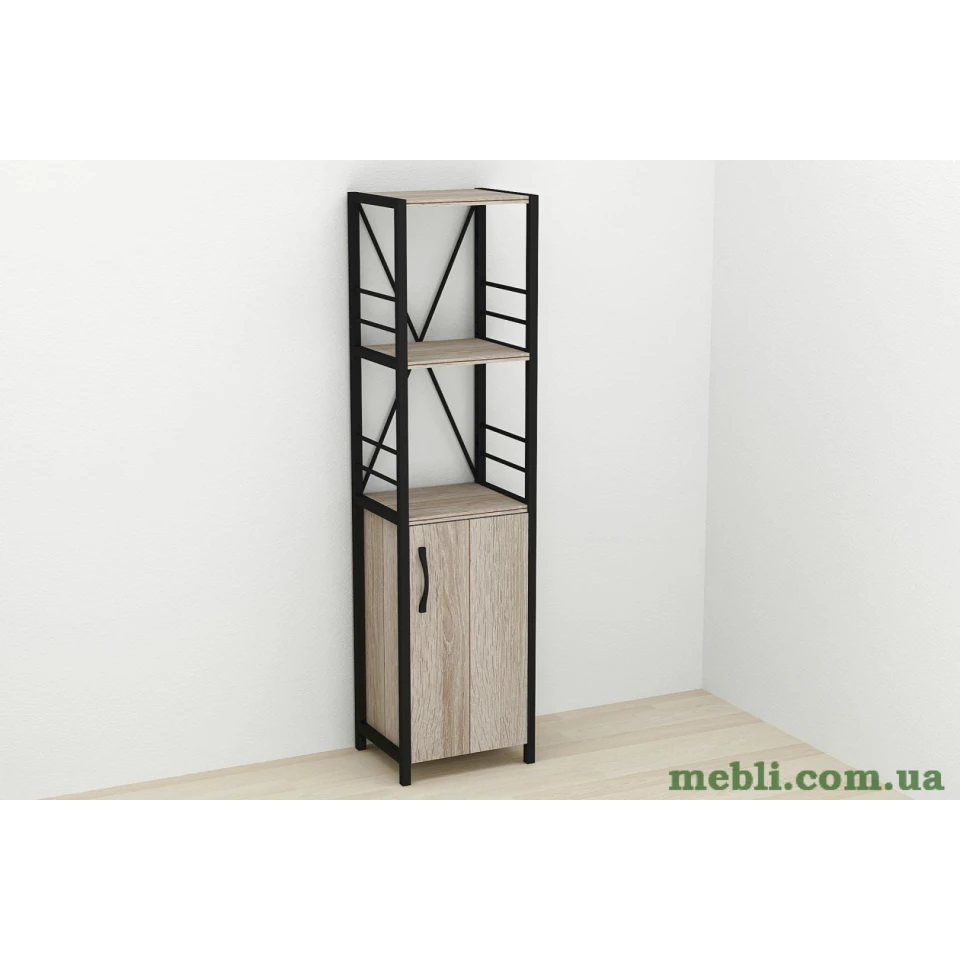Етажерка 3/34 Ferrum-decor Серії Конект із тумбою 144x34x28 Чорний ДСП Сонома Трюфель