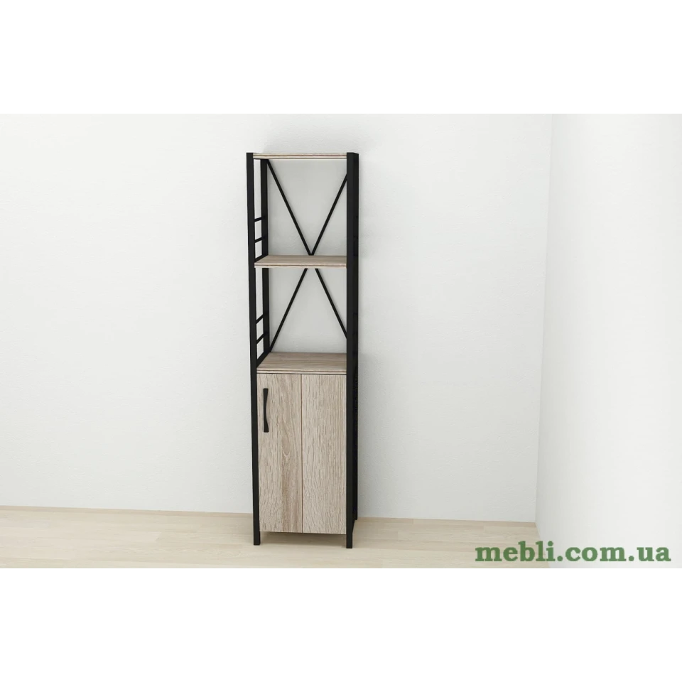Етажерка 3/34 Ferrum-decor Серії Конект із тумбою 144x34x28 Чорний ДСП Сонома Трюфель