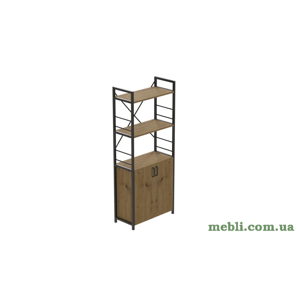 Етажерка 3/60 Ferrum-decor Серії Конект з тумбою 144x60x28 Чорний ДСП Артизан