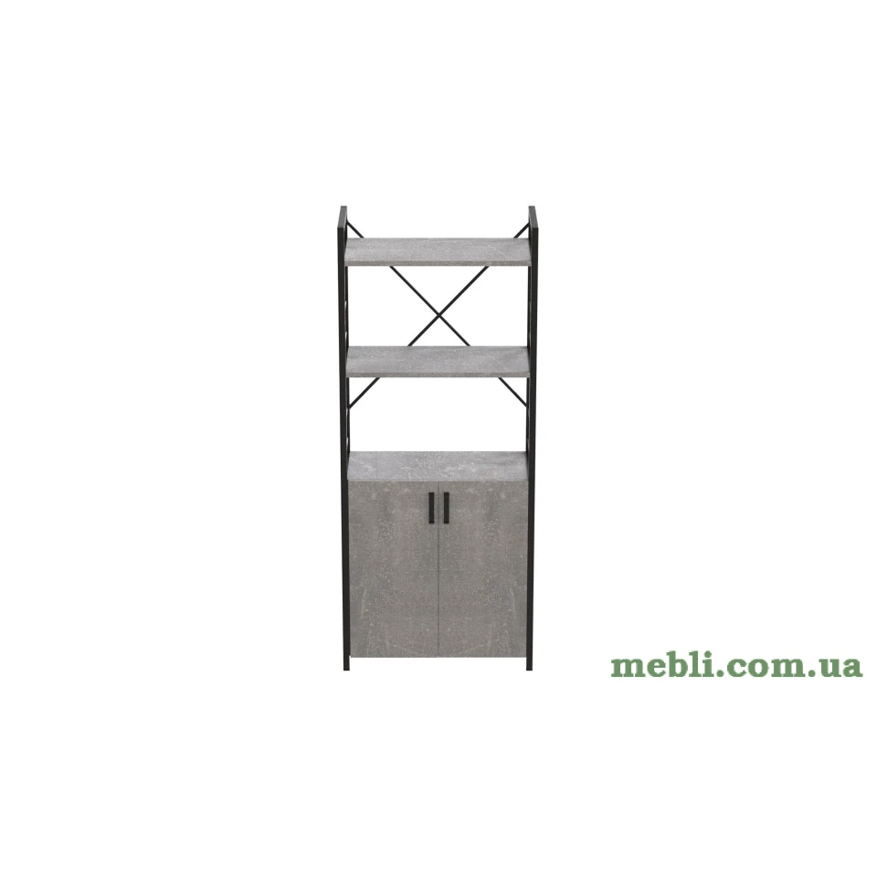 Етажерка 3/60 Ferrum-decor Серії Конект з тумбою 144x60x28 Чорний ДСП Бетон