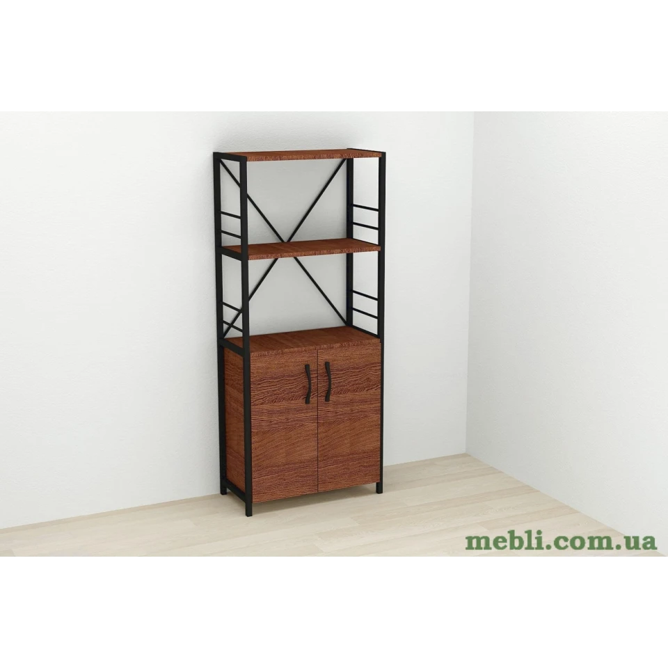 Етажерка 3/60 Ferrum-decor Серії Конект з тумбою 144x60x28 Чорний ДСП Венге