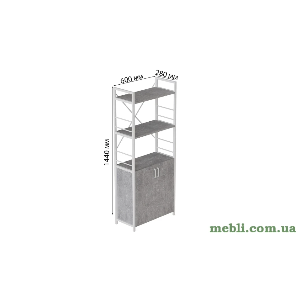 Етажерка 3/60 Ferrum-decor Серії Конект із тумбою 144x60x28 Білий ДСП Бетон