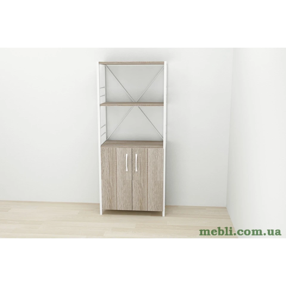 Етажерка 3/60 Ferrum-decor Серії Конект із тумбою 144x60x28 Білий ДСП Сонома Трюфель