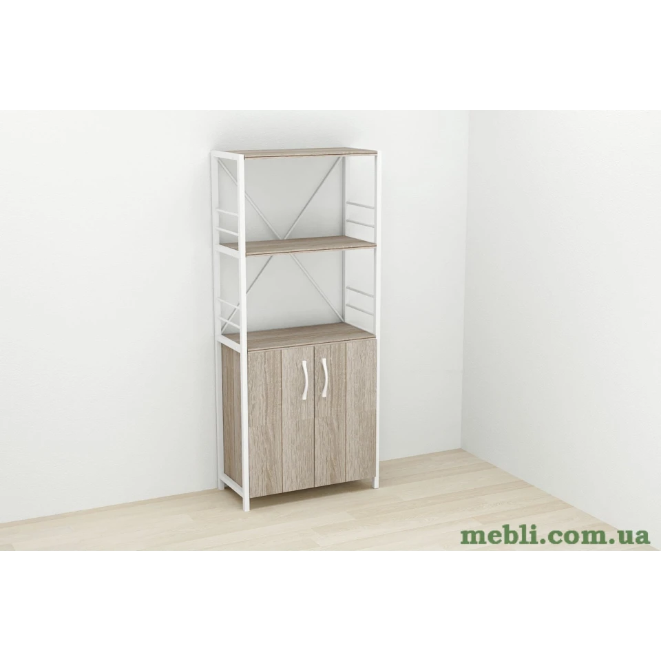 Етажерка 3/60 Ferrum-decor Серії Конект із тумбою 144x60x28 Білий ДСП Сонома Трюфель