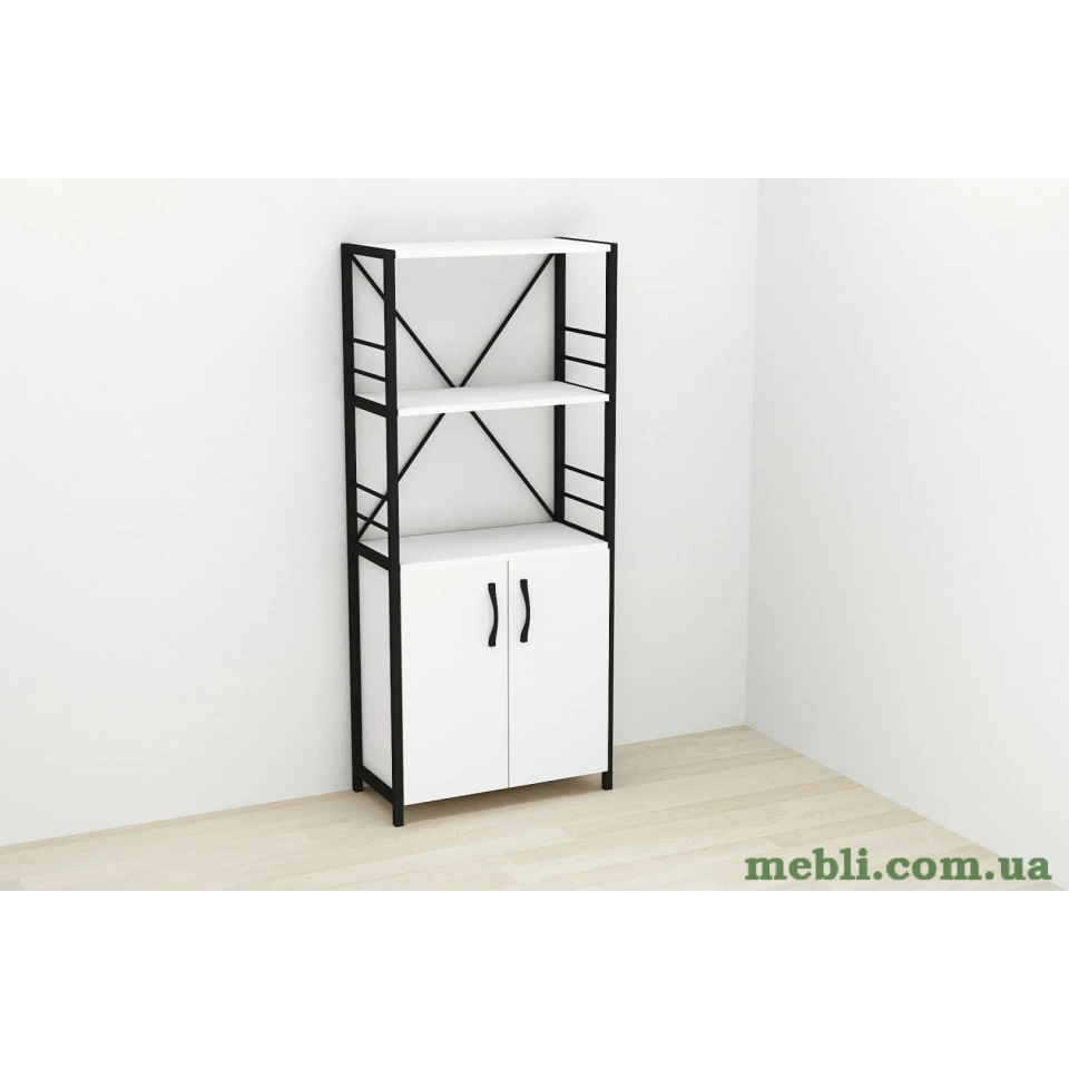 Етажерка 3/60 Ferrum-decor Серії Конект із тумбою 144x60x28 Чорний ДСП Білий