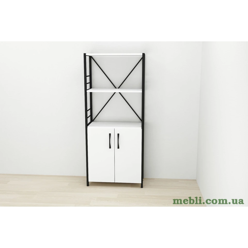 Етажерка 3/60 Ferrum-decor Серії Конект із тумбою 144x60x28 Чорний ДСП Білий