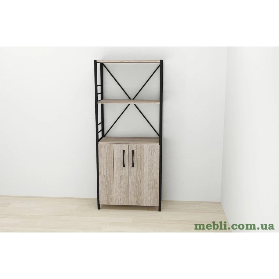 Етажерка 3/60 Ferrum-decor Серії Конект із тумбою 144x60x28 Чорний ДСП Сонома Трюфель
