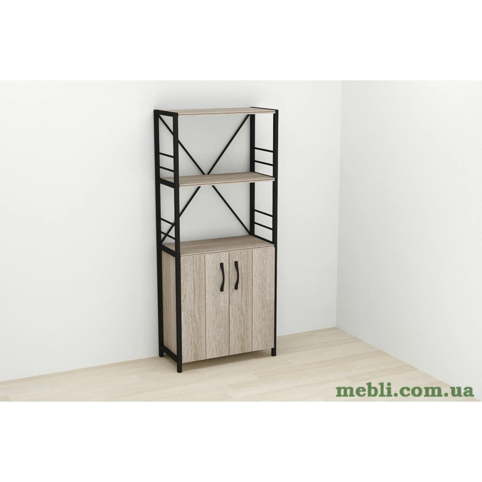 Етажерка 3/60 Ferrum-decor Серії Конект із тумбою 144x60x28 Чорний ДСП Сонома Трюфель