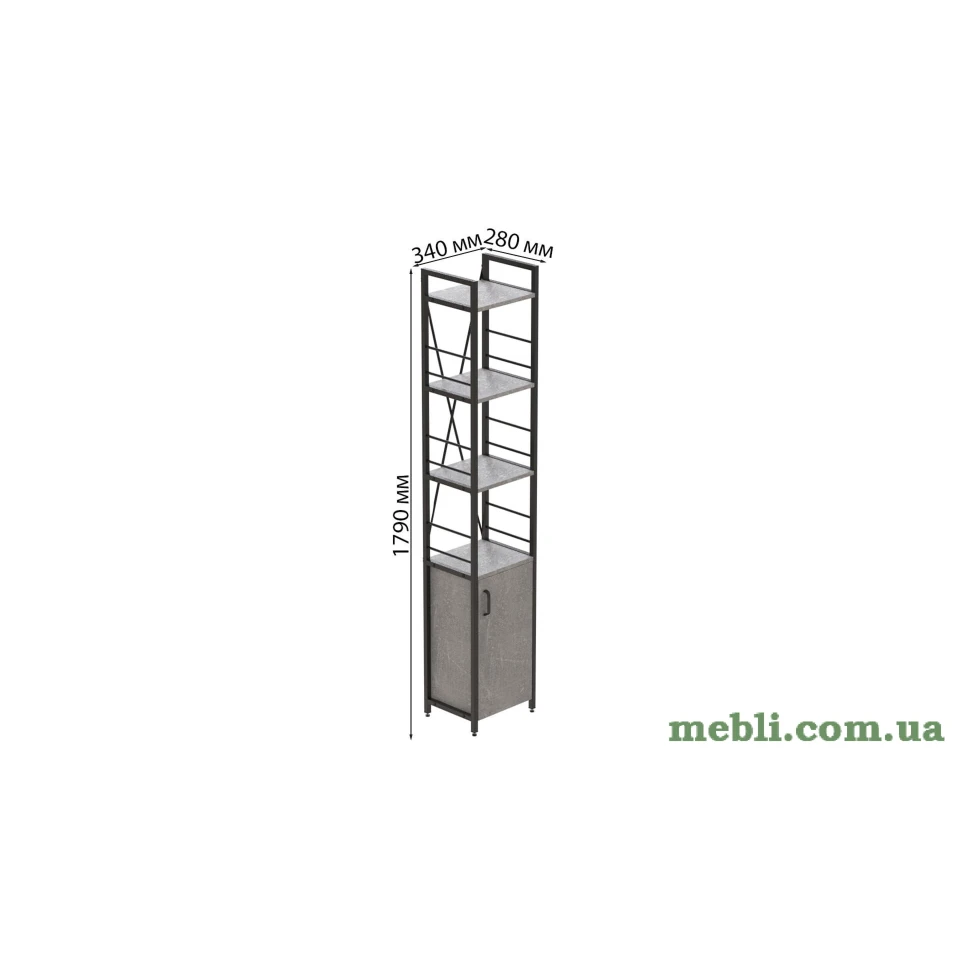 Етажерка 4/34 Ferrum-decor Серії Конект з тумбою 179x34x28 Чорний ДСП Бетон