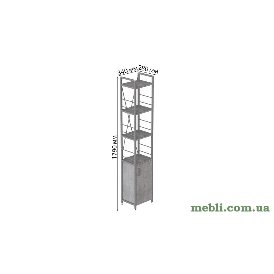 Етажерка 4/34 Ferrum-decor Серії Конект із тумбою 179x34x28 Сірий ДСП Бетон