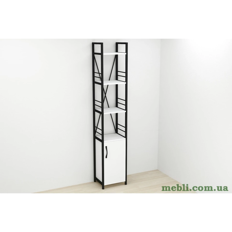 Етажерка 4/34 Ferrum-decor Серії Конект із тумбою 179x34x28 Чорний ДСП Білий