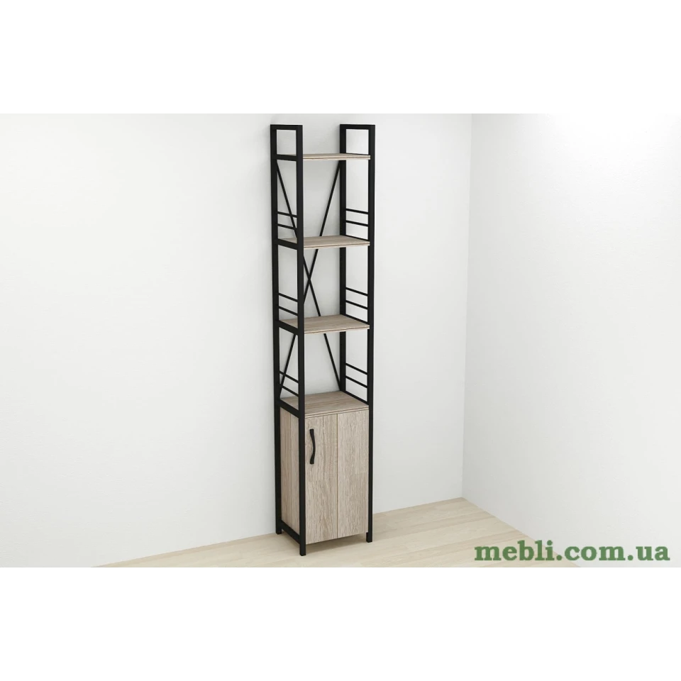 Етажерка 4/34 Ferrum-decor Серії Конект із тумбою 179x34x28 Чорний ДСП Сонома Трюфель