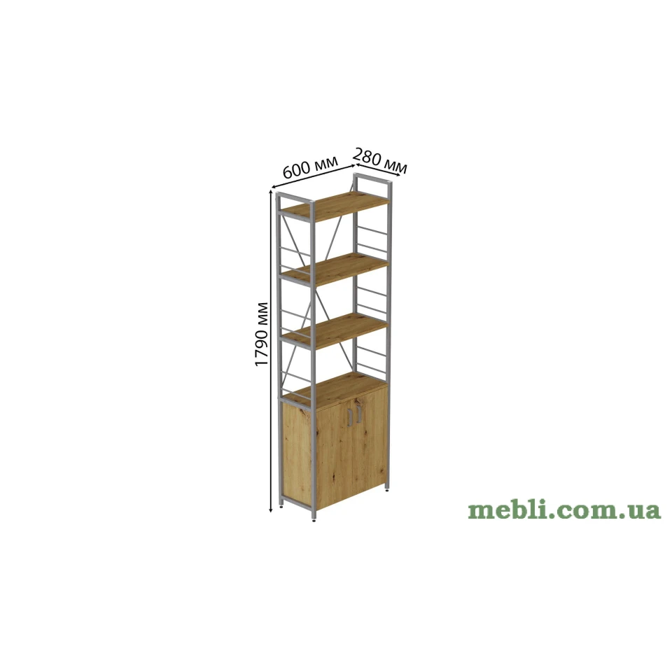 Етажерка 4/60 Ferrum-decor Серії Конект з тумбою 179x60x28 Сірий ДСП Артізан