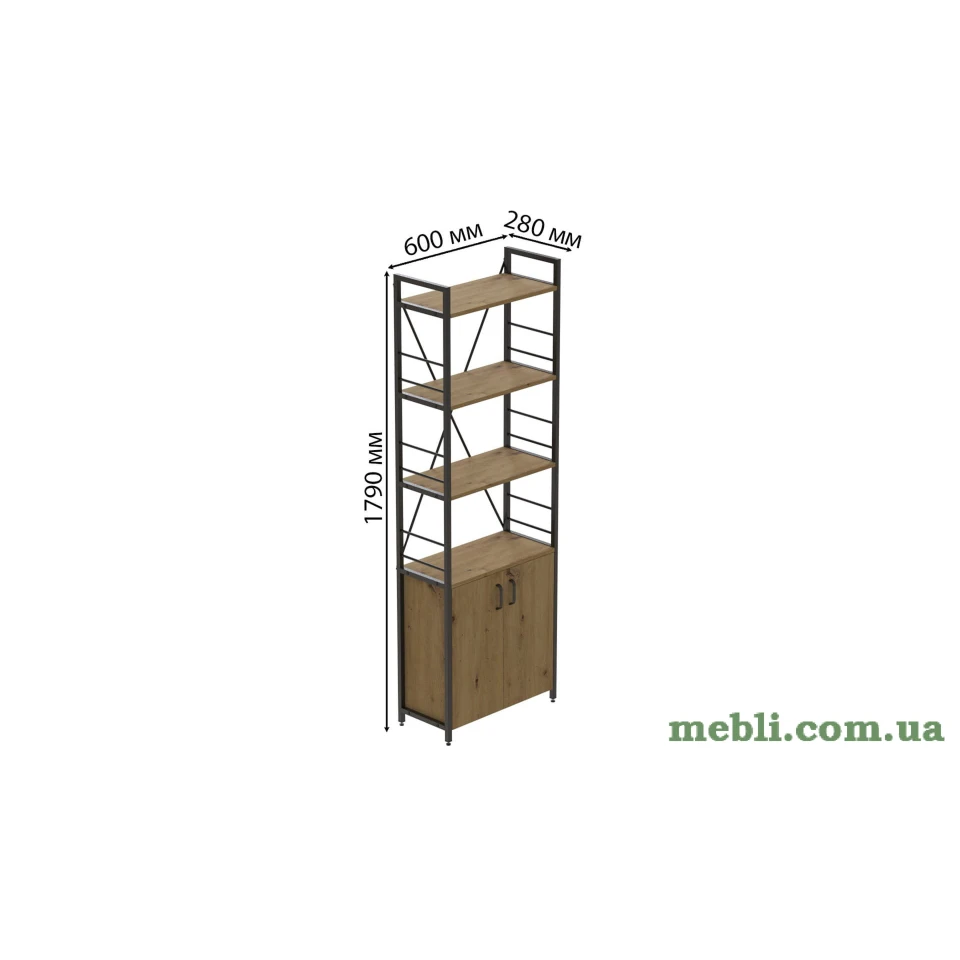 Етажерка 4/60 Ferrum-decor Серії Конект з тумбою 179x60x28 Чорний ДСП Артизан