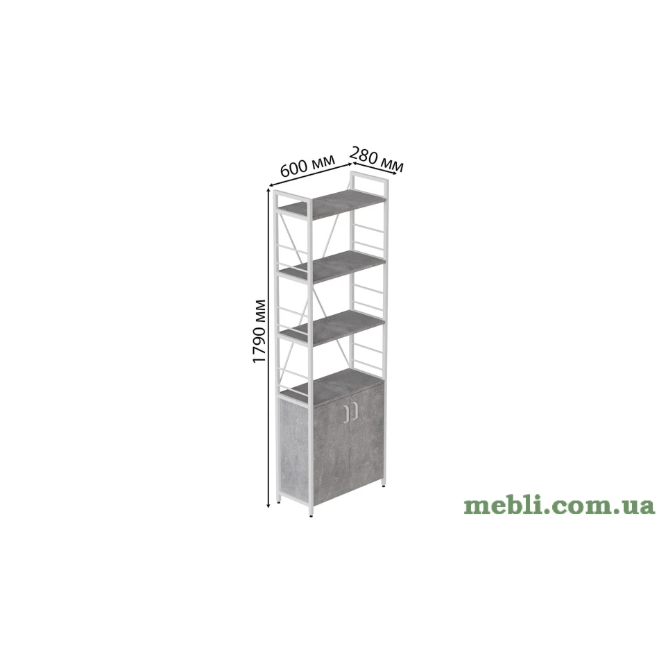 Етажерка 4/60 Ferrum-decor Серії Конект із тумбою 179x60x28 Білий ДСП Бетон