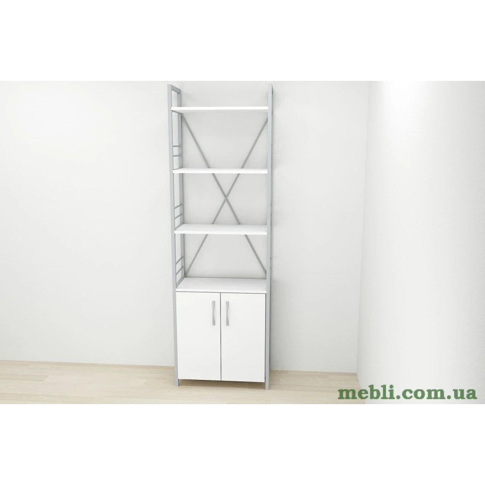 Етажерка 4/60 Ferrum-decor Серії Конект із тумбою 179x60x28 Сірий ДСП Білий
