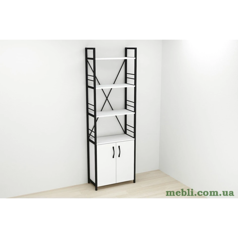 Етажерка 4/60 Ferrum-decor Серії Конект із тумбою 179x60x28 Чорний ДСП Білий