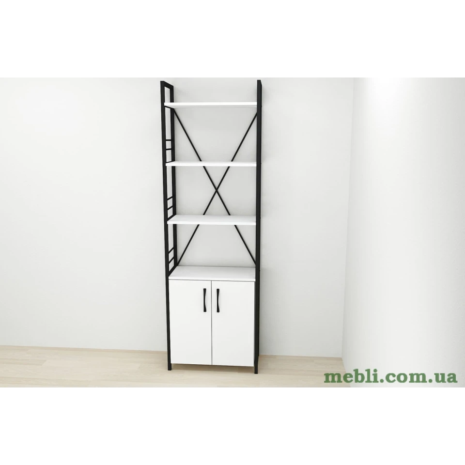 Етажерка 4/60 Ferrum-decor Серії Конект із тумбою 179x60x28 Чорний ДСП Білий