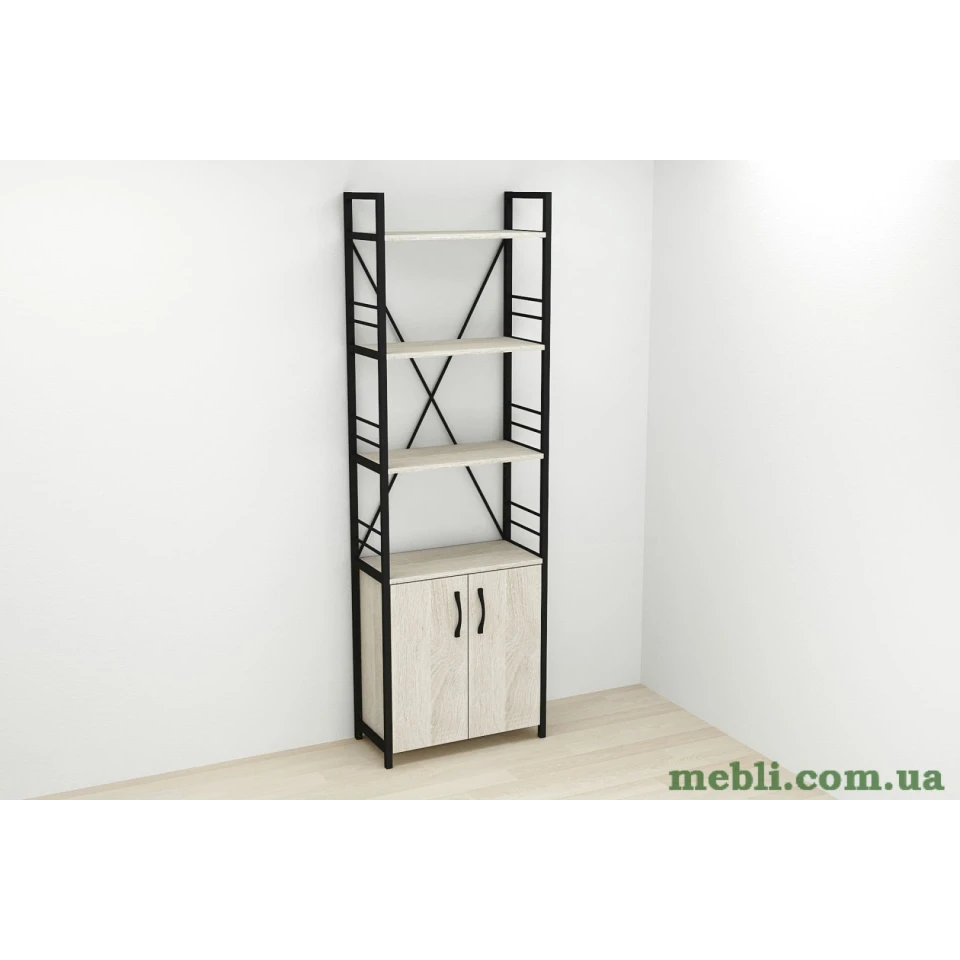 Етажерка 4/60 Ferrum-decor Серії Конект із тумбою 179x60x28 Чорний ДСП Сонома