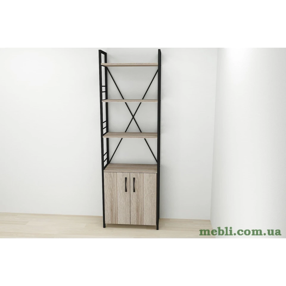 Етажерка 4/60 Ferrum-decor Серії Конект із тумбою 179x60x28 Чорний ДСП Сонома Трюфель