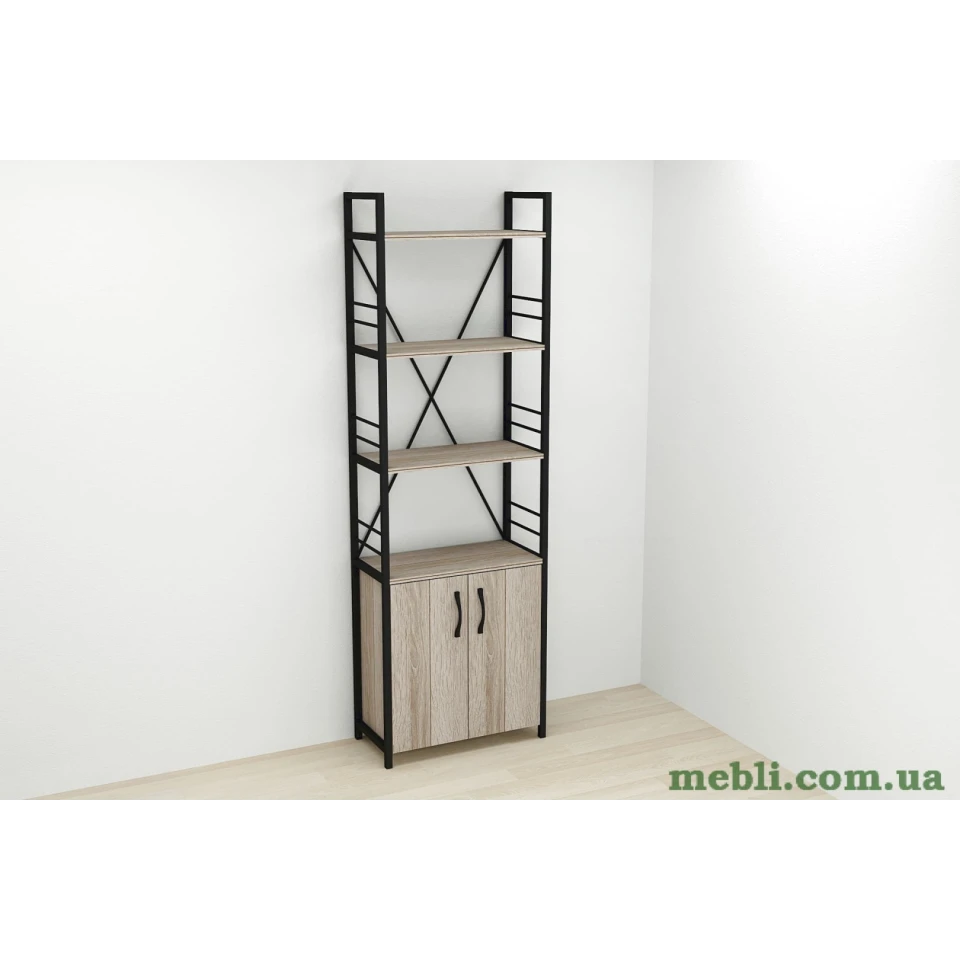 Етажерка 4/60 Ferrum-decor Серії Конект із тумбою 179x60x28 Чорний ДСП Сонома Трюфель