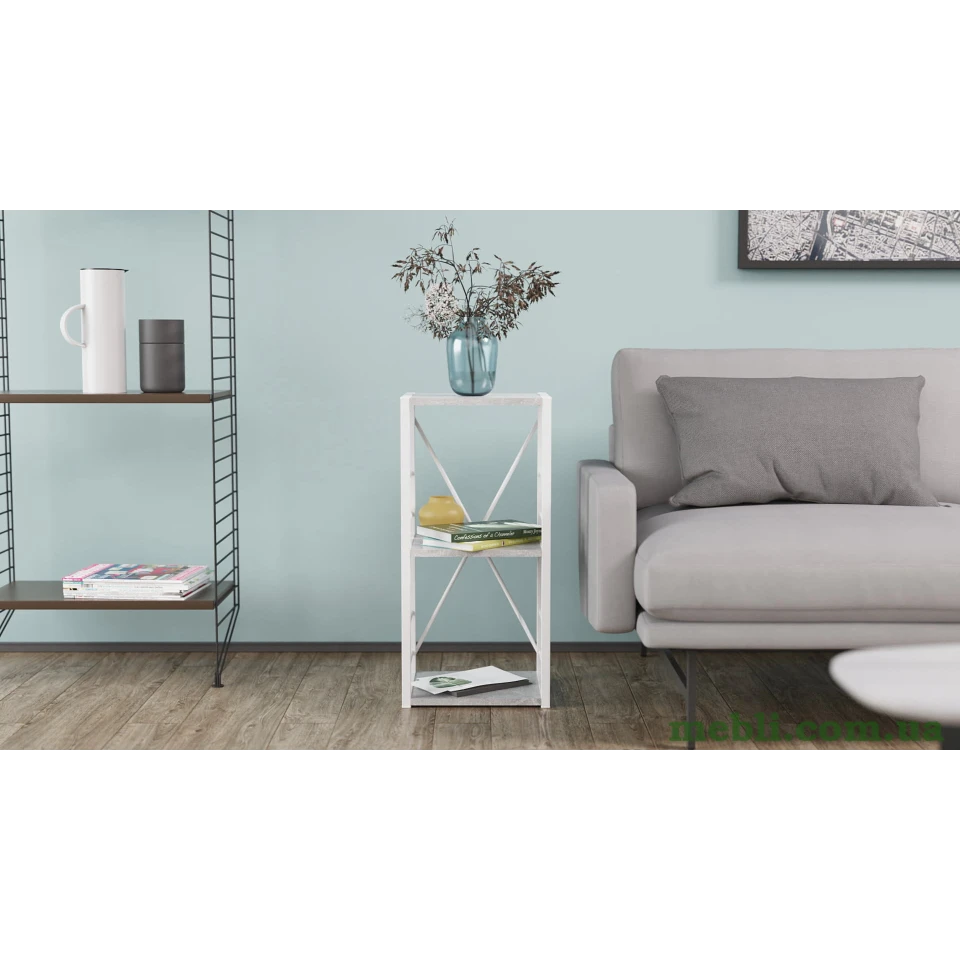 Етажерка 3/34 Ferrum-decor Серії Коннект 73x34x28 білий ДСП Бетон 16мм
