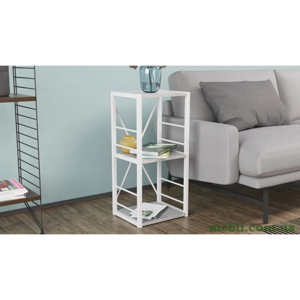 Етажерка 3/34 Ferrum-decor Серії Коннект 73x34x28 білий ДСП Бетон 16мм