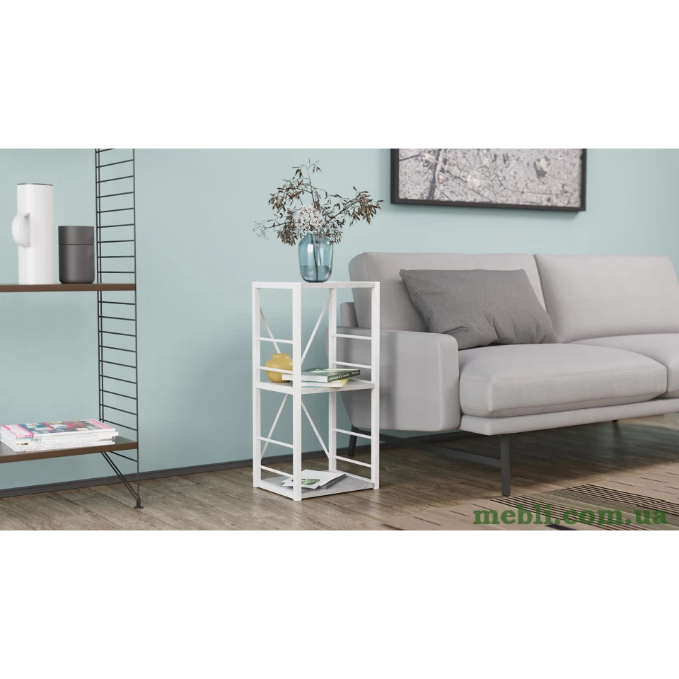 Етажерка 3/34 Ferrum-decor Серії Коннект 73x34x28 білий ДСП Бетон 16мм