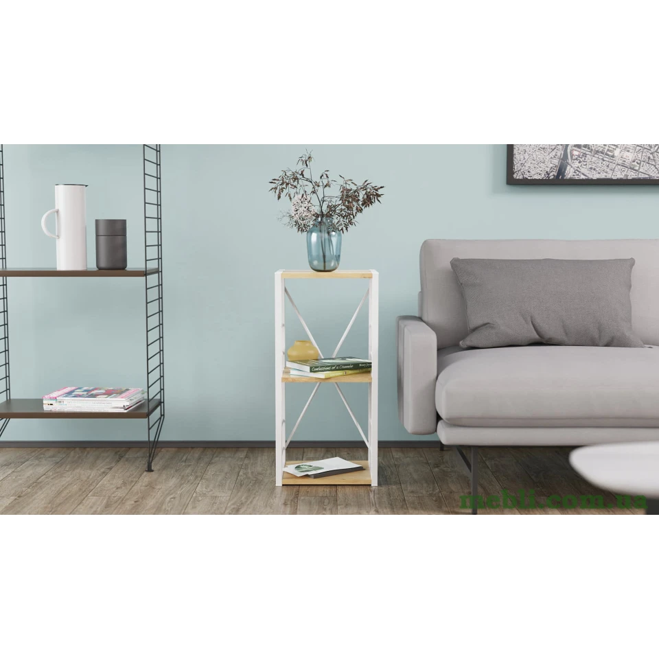 Етажерка 3/34 Ferrum-decor Серії Коннект 73x34x28 білий ДСП Дуб Артизан 16мм