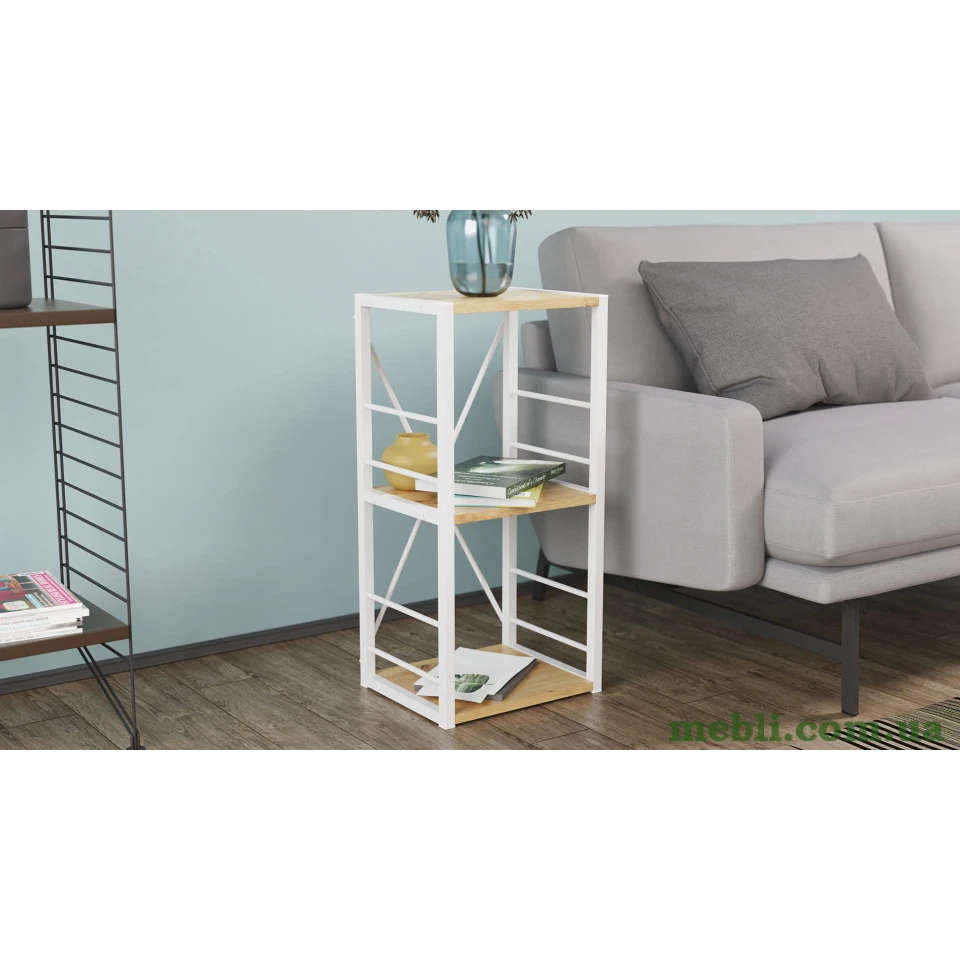 Етажерка 3/34 Ferrum-decor Серії Коннект 73x34x28 білий ДСП Дуб Артизан 16мм