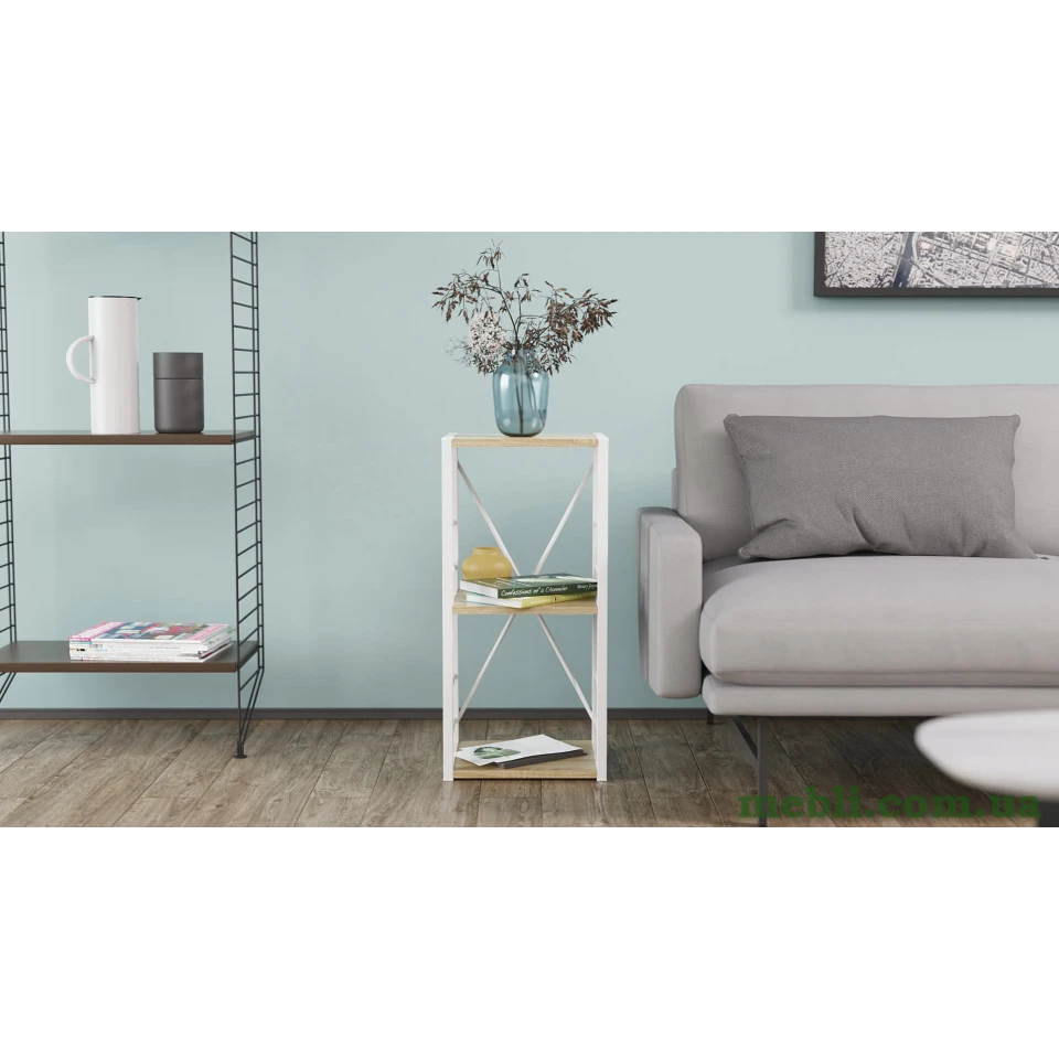 Етажерка 3/34 Ferrum-decor Серії Коннект 73x34x28 білий ДСП Дуб Сонома 16мм