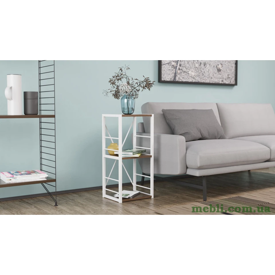 Етажерка 3/34 Ferrum-decor Серії Коннект 73x34x28 білий ДСП Дуб Сонома Трюфель 16мм