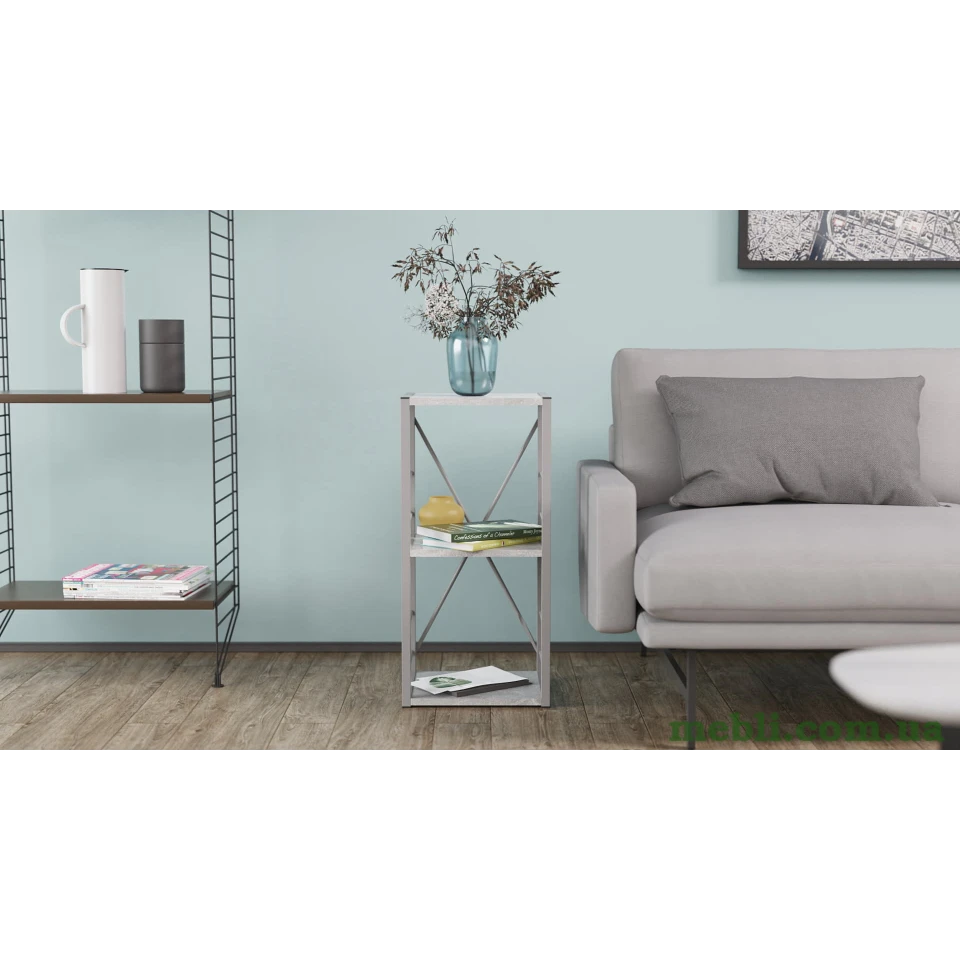 Етажерка 3/34 Ferrum-decor Серії Коннект 73x34x28 сірий ДСП Бетон 16мм