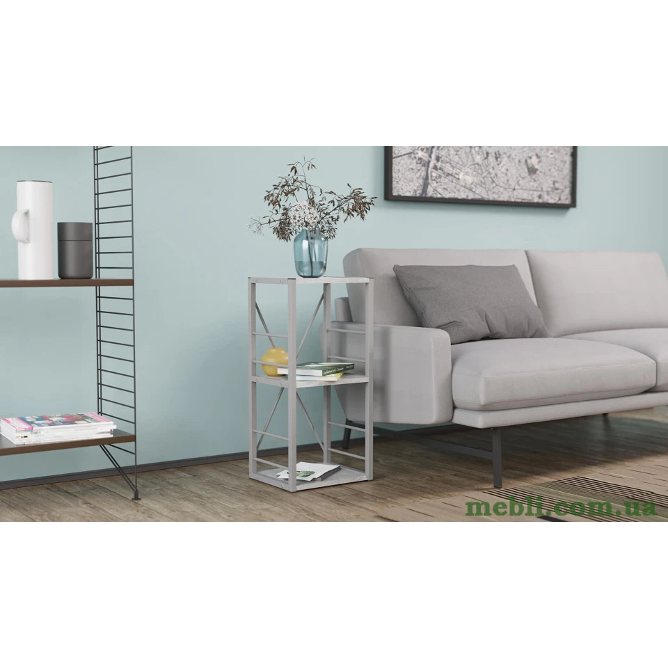 Етажерка 3/34 Ferrum-decor Серії Коннект 73x34x28 сірий ДСП Бетон 16мм