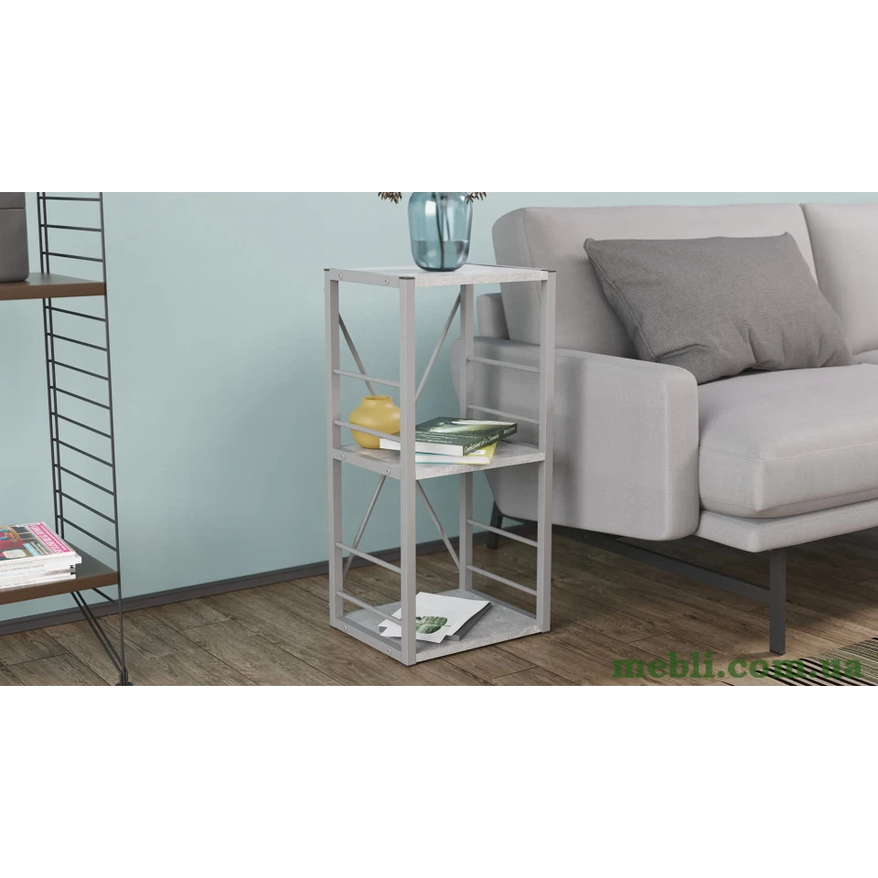 Етажерка 3/34 Ferrum-decor Серії Коннект 73x34x28 сірий ДСП Бетон 16мм