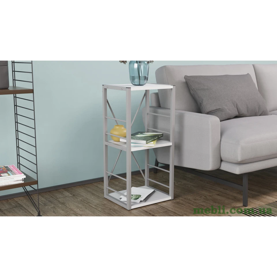 Етажерка 3/34 Ferrum-decor Серії Коннект 73x34x28 сірий ДСП Білий 16мм