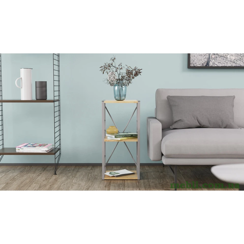 Етажерка 3/34 Ferrum-decor Серії Коннект 73x34x28 сірий ДСП Дуб Артизан 16мм